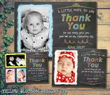 Vintage Chalkboard Joint Boy Girl Twins Photo Personalised Thank You Cards Christening Baptism Naming Day Party Celebrations ~ QUANTITY DISCOUNT AVAILABLE