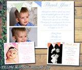 Shabby Chic Bunting Joint Boy Girl Twins Photo Personalised Thank You Cards Christening Baptism Naming Day Party Celebrations ~ QUANTITY DISCOUNT AVAILABLE