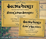 Adult Birthday Invitations Female Male Unisex Joint Party Her Him For Her - Funky Golden Ticket ~ QUANTITY DISCOUNT AVAILABLE - YellowBlossomDesignsLtd