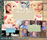 Elegant Joint Boy Girl Twins Montage Multi Photo Personalised Thank You Cards