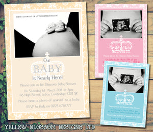 Baby Shower Invitations Boy Girl Unisex Twins Joint Party - Princes Princess ~ QUANTITY DISCOUNT AVAILABLE - YellowBlossomDesignsLtd