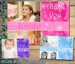 Girlie Girls Pink Blue Purple Photos Personalised Birthday Thank You Cards Printed Kids Child Boys Girls Adult  - Custom Personalised Thank You Cards - Yellow Blossom Designs Ltd