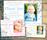 Elegant Joint Boy Girl Twins Photo Personalised Thank You Cards Christening Baptism Naming Day Party Celebrations ~ QUANTITY DISCOUNT AVAILABLE