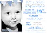 Poster Bunting Joint Celebration Party - Christening Invitations Boy Girl Unisex Twins Baptism Naming Day Ceremony Celebration Party ~ QUANTITY DISCOUNT AVAILABLE