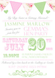 Shabby Chic Bunting Carnival Circus Poster Hen Weekend Itinerary Cards Hen Party Invites Bride To Be - Custom Personalised Invites - Yellow Blossom Designs Ltd