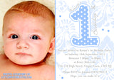 One 1st Photo Invitations Boy Girl Twins - Children's Kids Child Birthday Invites Joint Party Unisex Printed ~ QUANTITY DISCOUNT AVAILABLE