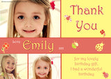 Ladybirds Photo Cute Personalised Birthday Thank You Cards Printed Kids Child Boys Girls Adult - Custom Personalised Thank You Cards - Yellow Blossom Designs Ltd