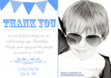 Funky Boy Girl Bunting Pink Blue Personalised Birthday Thank You Cards Printed Kids Child Boys Girls Adult - Custom Personalised Thank You Cards - Yellow Blossom Designs Ltd