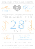 Cute Hearts Poster Wedding Day Evening InvitesPersonalised - Custom Personalised Invites - Yellow Blossom Designs Ltd