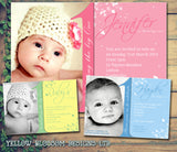 Baby 1st First ONE Photo Invitations - Birthday Twin Invites Boy Girl Joint