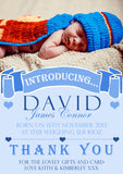Introducing Twins Thank You Message Note New Born Baby Birth Announcement Photo Cards Personalised Bespoke ~ QUANTITY DISCOUNT AVAILABLE