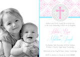Classic Cross Joint Party - Christening Invitations Boy Girl Unisex Twins Baptism Naming Day Ceremony Celebration Party ~ QUANTITY DISCOUNT AVAILABLE - YellowBlossomDesignsLtd