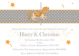 Rocking Horse Joint Celebration Party - Christening Invitations Boy Girl Unisex Twins Baptism Naming Day Ceremony Celebration Party ~ QUANTITY DISCOUNT AVAILABLE