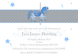 Rocking Horse Joint Celebration Party - Christening Invitations Boy Girl Unisex Twins Baptism Naming Day Ceremony Celebration Party ~ QUANTITY DISCOUNT AVAILABLE