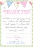 Shabby Chic Rustic Joint Boy Girl Twins Photo Personalised Thank You Cards Christening Baptism Naming Day Party Celebrations ~ QUANTITY DISCOUNT AVAILABLE