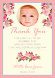 Flowers Joint Boy Girl Twins Photo Personalised Thank You Cards Christening Baptism Naming Day Party Celebrations ~ QUANTITY DISCOUNT AVAILABLE