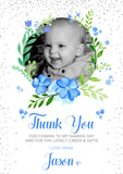 Thank You Cards With Printed Photo Christening Birthday Pink Blue Multi