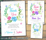 Christening Birthday Easter Thank You Cards Cute Floral Wreath