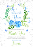 Christening Birthday Easter Thank You Cards Cute Floral Wreath