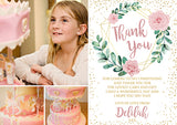 Classic Greenery Thank You Roses - Custom Personalised Thank You Cards - Yellow Blossom Designs Ltd