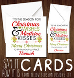 PERSONALISED Christmas Mistletoe Kissses Card Husband Wife Boyfriend