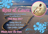 Abroad Beach Photo Wedding Day Evening Invites Personalised ~ QUANTITY DISCOUNT AVAILABLE - YellowBlossomDesignsLtd