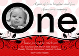 Boys ONE First 1st Baby Birthday Invite - Children's Kids Child Birthday Invitations