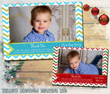 Colourful ZigZags Personalised Folded Flat Christmas Thank You Photo Cards Family Child Kids ~ QUANTITY DISCOUNT AVAILABLE