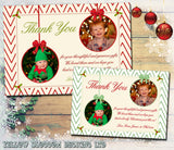Boy Girl Joint Twins Personalised Folded Flat Christmas Thank You Photo Cards Family Child Kids ~ QUANTITY DISCOUNT AVAILABLE - YellowBlossomDesignsLtd