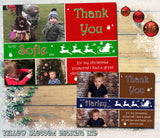 Reindeer Santa 3 Photos Personalised Folded Flat Christmas Thank You Photo Cards Family Child Kids