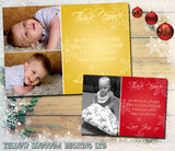 Half Photo Gold Red Personalised Folded Flat Christmas Thank You Photo Cards Family Child Kids ~ QUANTITY DISCOUNT AVAILABLE