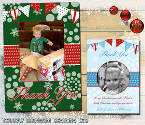 Funky Bunting Baby Personalised Folded Flat Christmas Thank You Photo Cards Family Child Kids ~ QUANTITY DISCOUNT AVAILABLE