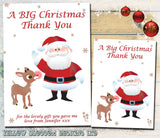 Santa Reindeer Personalised Folded Flat Christmas Thank You Photo Cards Family Child Kids ~ QUANTITY DISCOUNT AVAILABLE