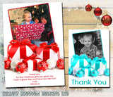 Present Personalised Folded Flat Christmas Thank You Photo Cards Family Child Kids ~ QUANTITY DISCOUNT AVAILABLE