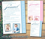 Photo Celebration Party - Christening Invitations Joint Boy Girl Unisex Twins Baptism Naming Day Ceremony Celebration Party ~ QUANTITY DISCOUNT AVAILABLE