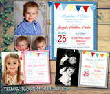 Photo Celebration Party - Christening Invitations Joint Boy Girl Unisex Twins Baptism Naming Day Ceremony Celebration Party ~ QUANTITY DISCOUNT AVAILABLE