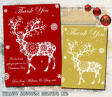 Classic Elegant Reindeer Pattern Personalised Folded Flat Christmas Thank You Photo Cards Family Child Kids ~ QUANTITY DISCOUNT AVAILABLE - YellowBlossomDesignsLtd