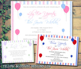 Balloons Joint Celebration Party - Christening Invitations Boy Girl Unisex Twins Baptism Naming Day Ceremony Celebration Party ~ QUANTITY DISCOUNT AVAILABLE - YellowBlossomDesignsLtd
