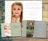 Photo Dots - Christening Invitations Joint Boy Girl Unisex Twins Baptism Naming Day Ceremony Celebration Party ~ QUANTITY DISCOUNT AVAILABLE