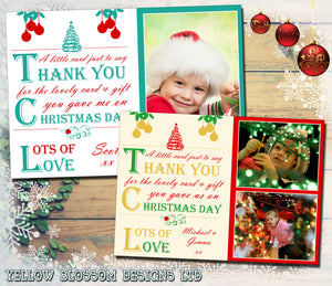 Personalised Folded Flat Christmas Thank You Photo Cards Family Child Kids