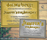 Golden Silver Ticket - Children's Kids Child Birthday Invitations Boy Girl Joint Party Twins Unisex Printed ~ QUANTITY DISCOUNT AVAILABLE