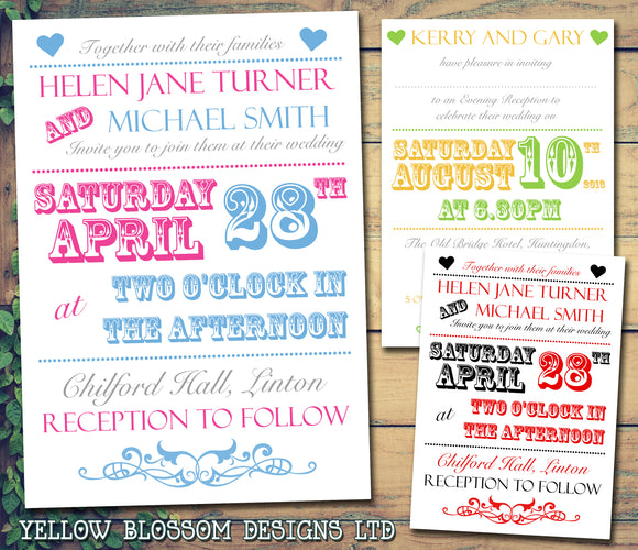 Vintage Pink Green Wedding Invitations Personalised ~ QUANTITY DISCOUNT AVAILABLE