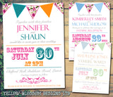 Shabby Chic Vintage Bunting Poster Carnival Wedding Day Evening Invitations Personalised Bespoke ~ QUANTITY DISCOUNT AVAILABLE
