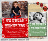 Gold Red Green Personalised Folded Flat Christmas Thank You Photo Cards Family Child Kids ~ QUANTITY DISCOUNT AVAILABLE