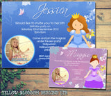 Girlie Princess Invite Girls With Photo - Children's Kids Child Birthday Invitations Boy Girl Joint Party Twins Unisex Printed ~ QUANTITY DISCOUNT AVAILABLE