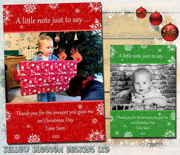 A Little Note Just To Say Personalised Folded Flat Christmas Thank You Photo Cards Family Child Kids ~ QUANTITY DISCOUNT AVAILABLE