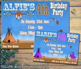 Children's Kids Child Birthday Invitations Boy Girl Joint Party Twins Unisex Printed - Cowboy Cowgirl Yeehaw Wild West ~ QUANTITY DISCOUNT AVAILABLE - YellowBlossomDesignsLtd