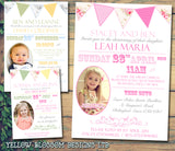 Joint Celebration Party Bunting Photo - Christening Invitations Joint Boy Girl Unisex Twins Baptism Naming Day Ceremony Celebration Party ~ QUANTITY DISCOUNT AVAILABLE