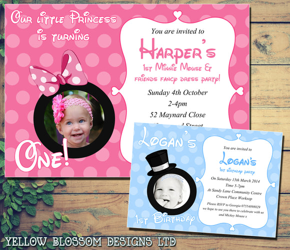 Our Little Prince Princess Blue Pink Invitations - Boy Girl Joint Party Invites Twins Unisex Printed Children's Kids Child ~ QUANTITY DISCOUNT AVAILABLE