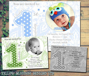 First Baby Party - Boy Girl Unisex Joint Birthday Invites Boy Girl Joint Party Twins Unisex Printed ~ QUANTITY DISCOUNT AVAILABLE